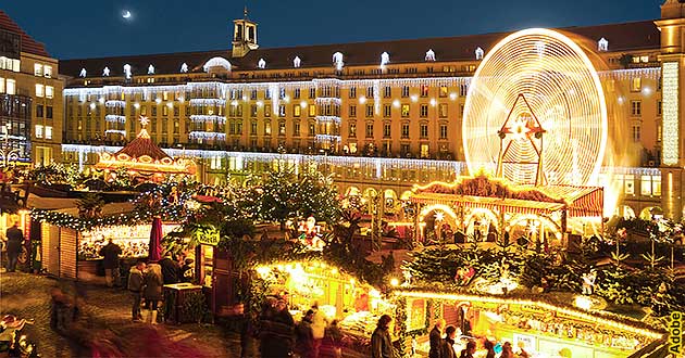 Weihnachtsmarkt-Reisen Dresden Elbe, Dresdner Striezelmarkt 2024 2025, Sachsen.