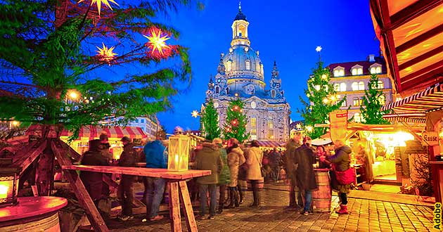 Weihnachtsmarkt-Reisen Dresden Elbe, Dresdner Striezelmarkt 2024 2025, Sachsen.