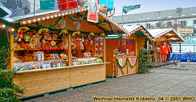 Weihnachtsmarkt-Reisen Koblenz Rhein 2022 2023, Koblenzer Weihnachtsmärkte in der Altstadt am Münzplatz, Am Plan, Entenpfuhl, Jesuitenplatz und Rathausplatz.