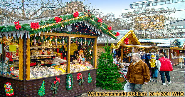 Weihnachtsmarkt-Reisen Koblenz Rhein 2024 2025, Koblenzer Weihnachtsmärkte in der Altstadt am Münzplatz, Am Plan, Entenpfuhl, Jesuitenplatz und Rathausplatz.