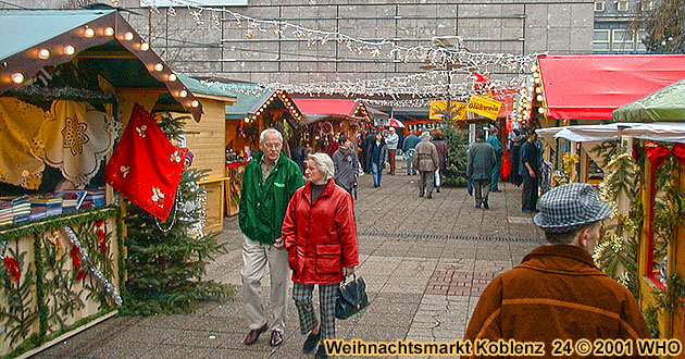 Weihnachtsmarkt-Reisen Koblenz Rhein 2023 2024, Koblenzer Weihnachtsmärkte in der Altstadt am Münzplatz, Am Plan, Entenpfuhl, Jesuitenplatz und Rathausplatz.
