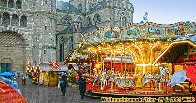 Weihnachtsmarkt-Reisen Trier Mosel 2024 2025. Weihnachtsmrkte am Trierer Dom und Hauptmarkt.